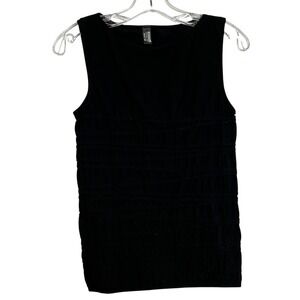 Wolford Velvet Mix Tank Top Black Sleeveless Ribbed Texture M